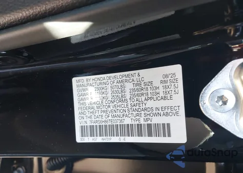 2026 Honda Cr-V Hybrid Awd Sport-L from USA, damaged, VIN 7FARS6H86TE037367